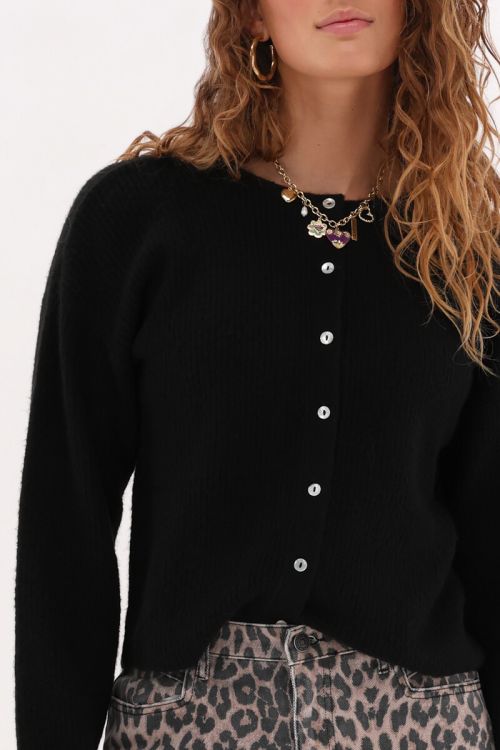Zwart knitted vestje met kleine knoopjes