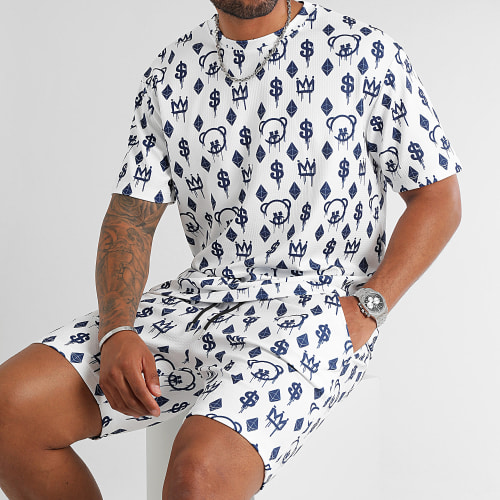 Ensemble Tee Shirt Oversize Et Short Jogging Maison de Couture 0054 0058 Blanc