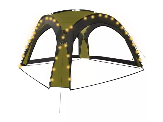 Tente de réception avec LED et 4 parois 3,6x3,6x2,3 m Vert