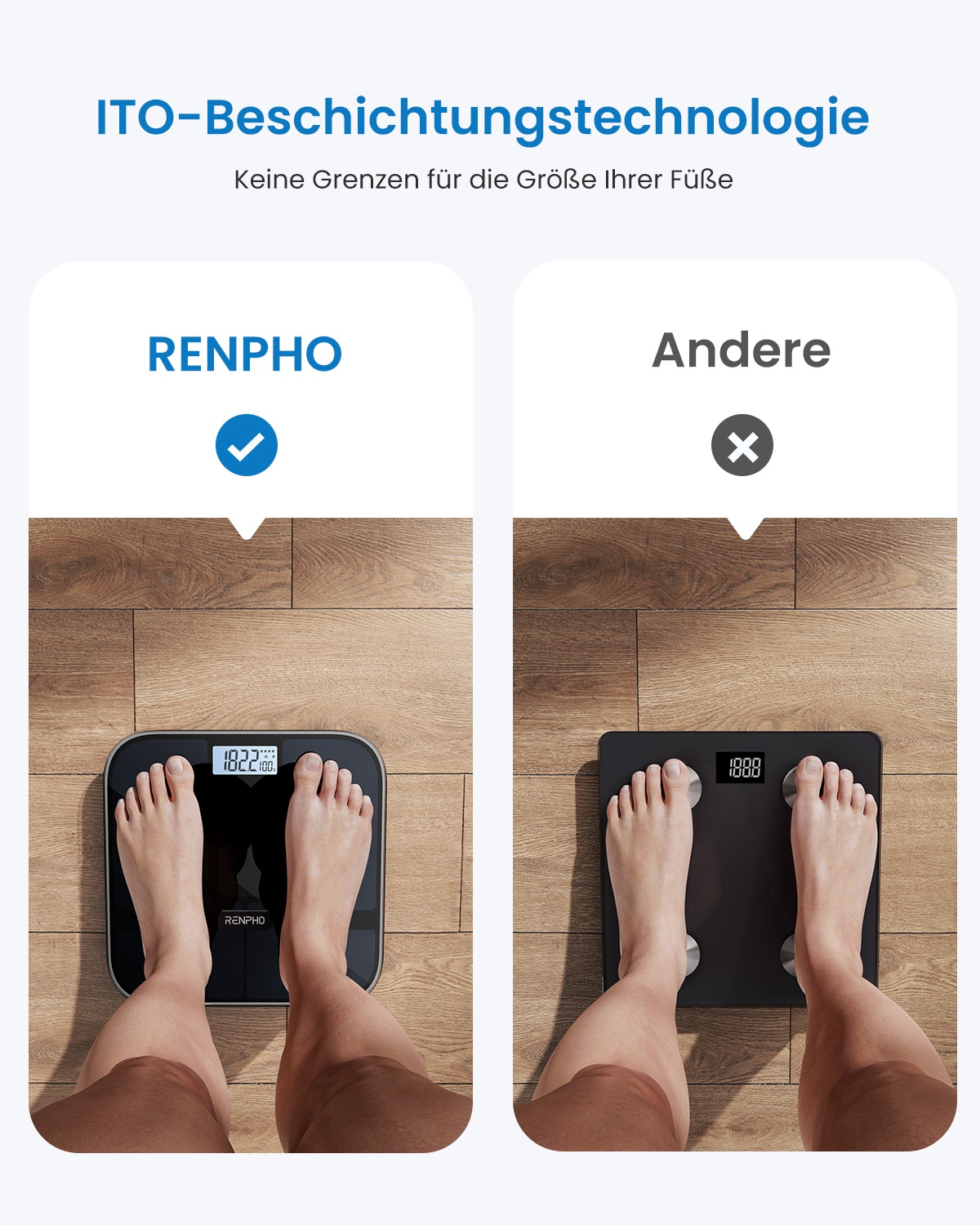Renpho Körper-Analyse-Waage »Elis Solar 2 Smart Body Scale A020« Smarte Solar-Körperanalysewaage mit 13 Körpermessungen