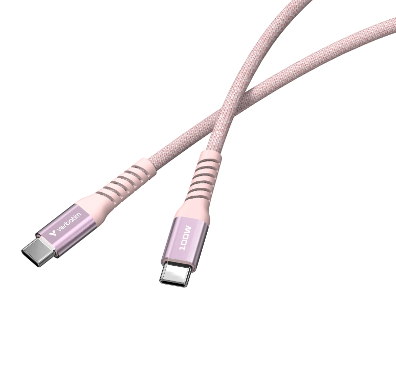 (1.2m) 100W Sync & Charge USB C auf USB C Nylon Magnet Ladekabel PD/QC 3.0 Datenkabel (31857) - Pink
