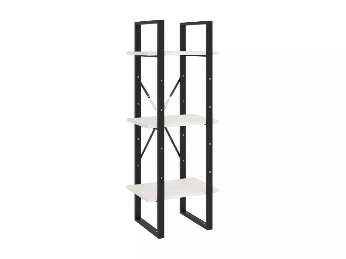Bibliothèque à 3 niveaux Blanc 40x30x105 cm Bois de pin massif