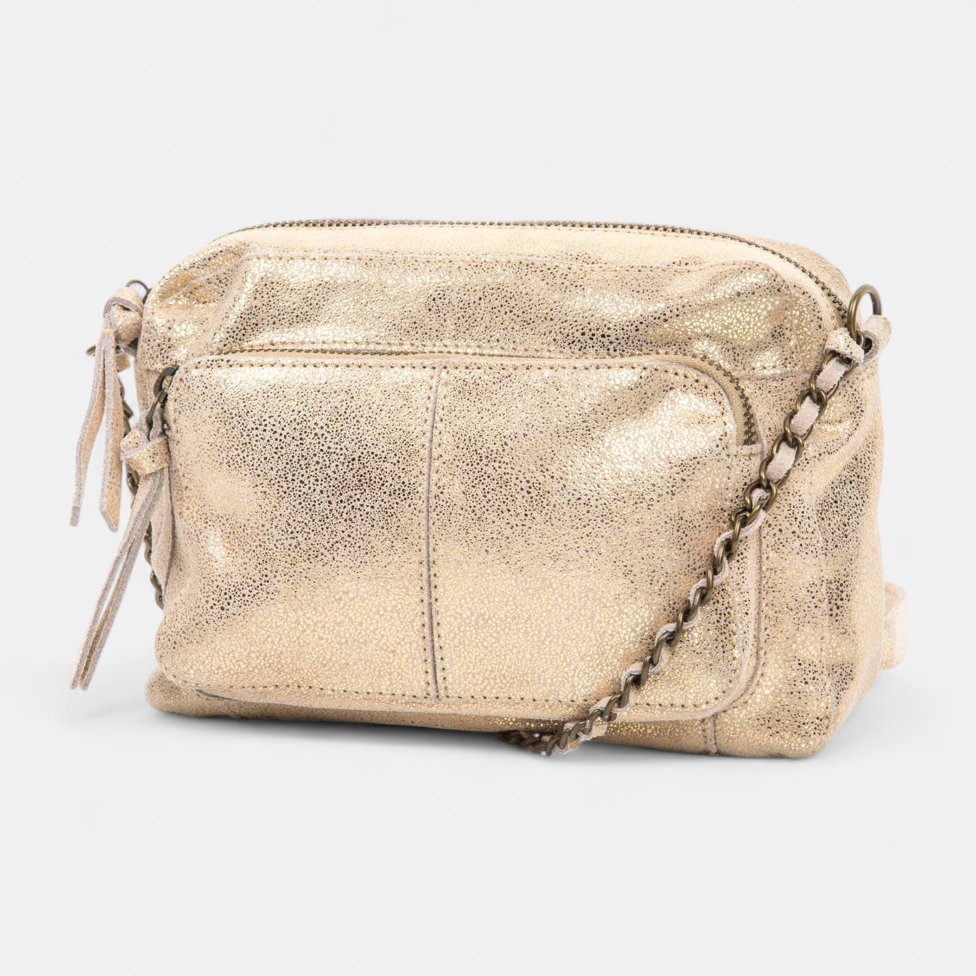 Sac bandoulière en cuir or