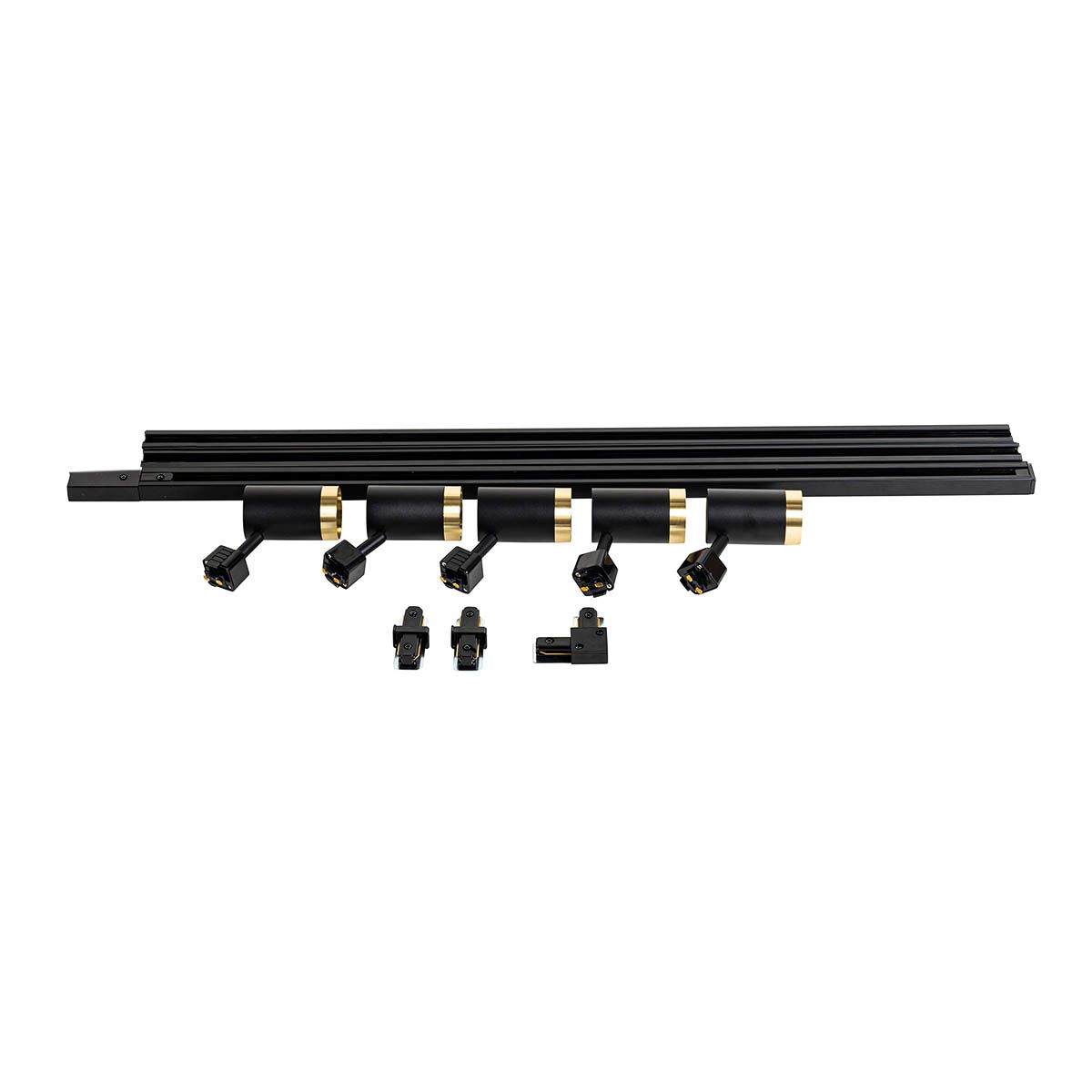Smart railsysteem met 5 spots zwart goud 1-fase incl. 5 Wifi GU10 50mm - Iconic Jeana