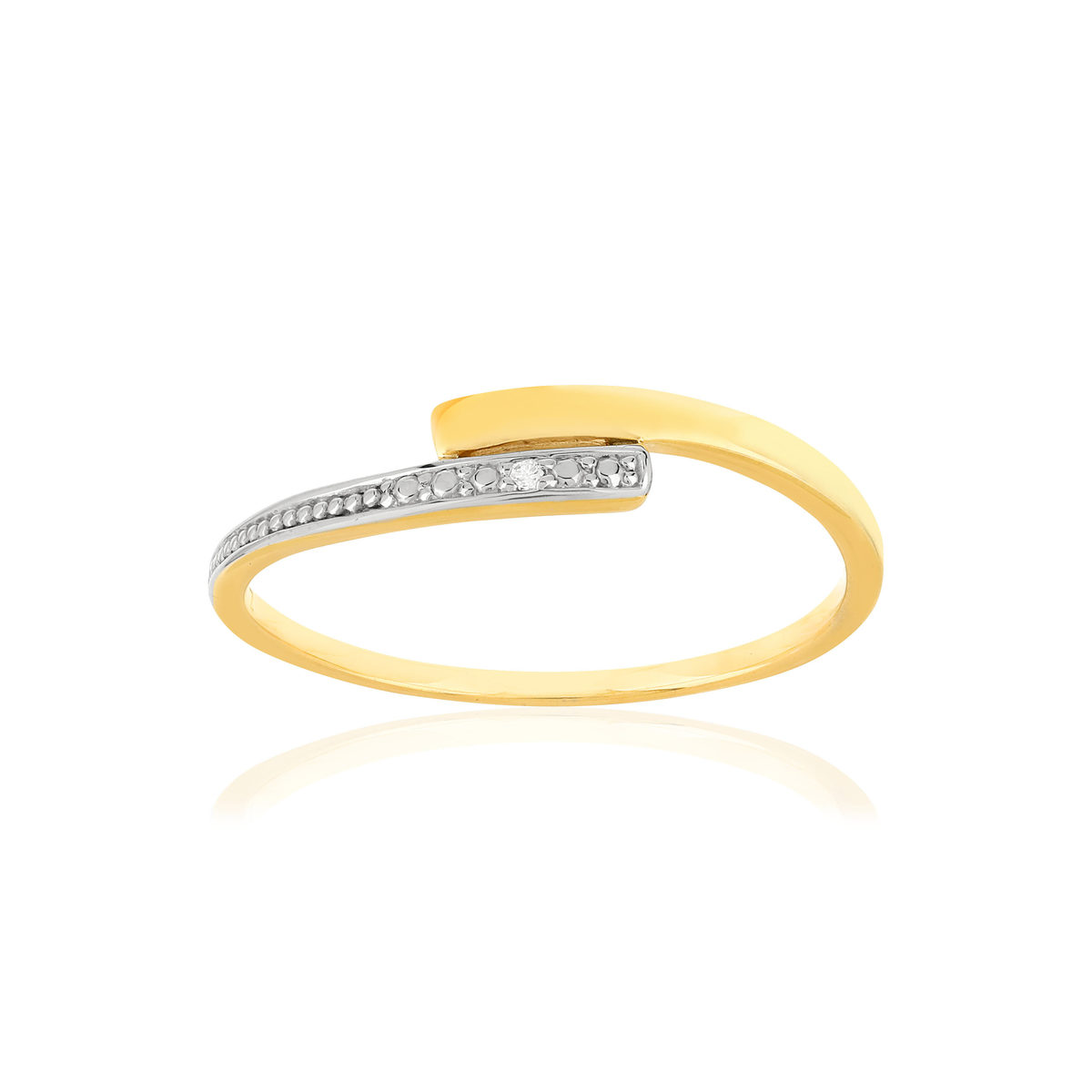 Bague or 375 2 tons diamant