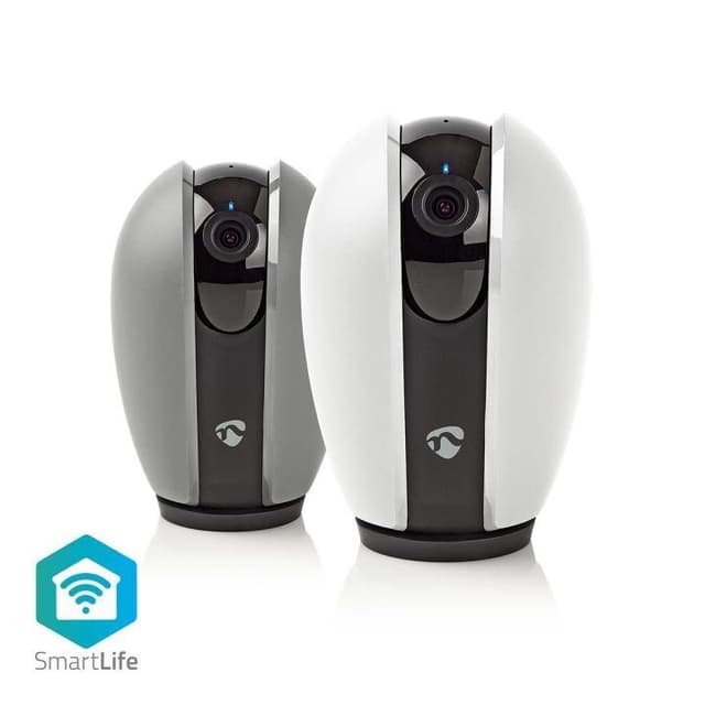 Nedis SmartLife Indendørs Kamera | Wi-Fi | Full HD 1080p | Pan tilt | Cloud Storage (mulighed) / microSD (ikke inkluderet) | Med bevægelsessensor | Nattesyn | Hvid / Mørkegrå