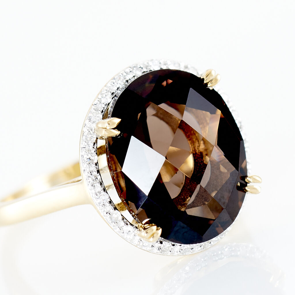 Bague Anna Or Jaune Quartz Et Oxyde De Zirconium