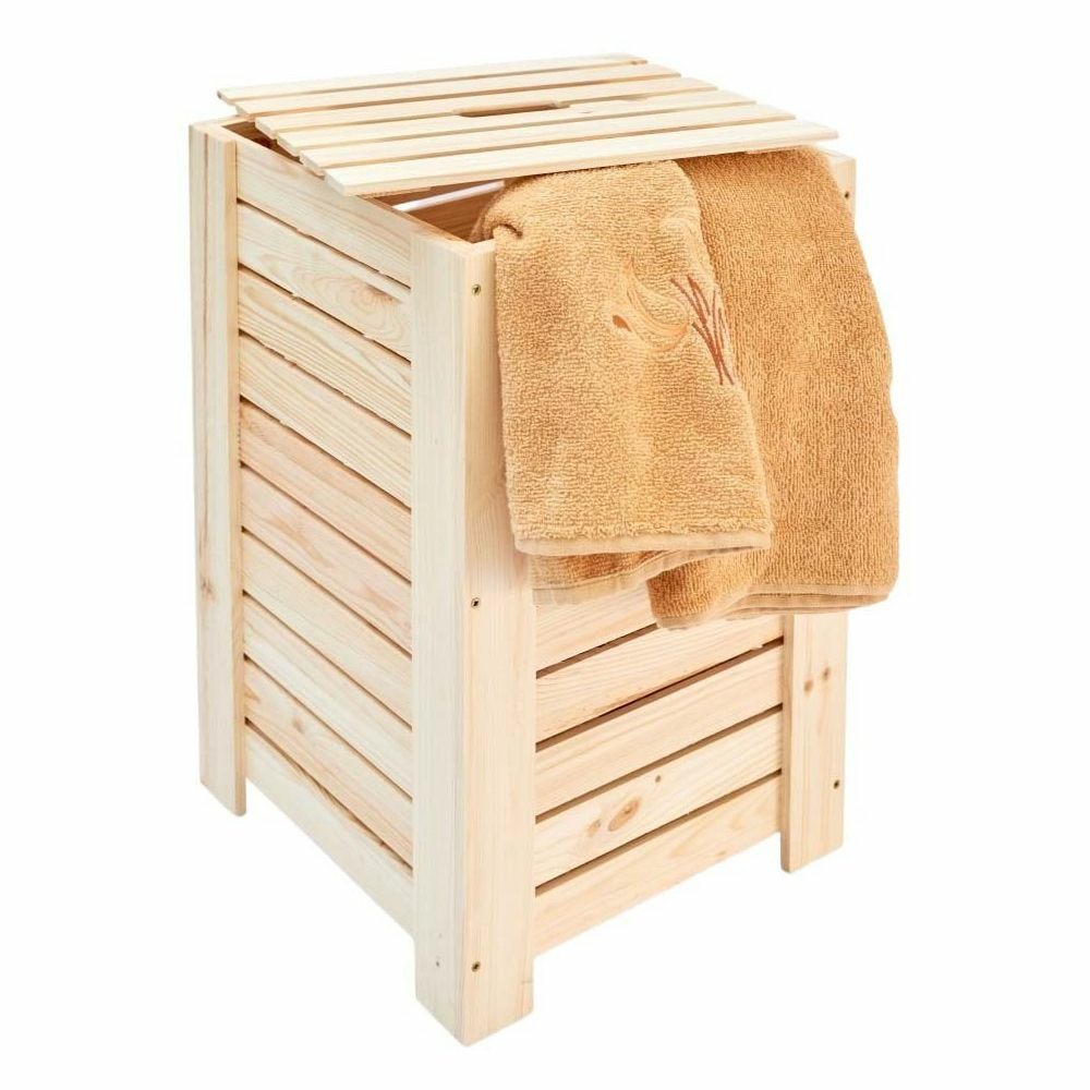 Panier à linge en pin 35 x 35 x 55 cm