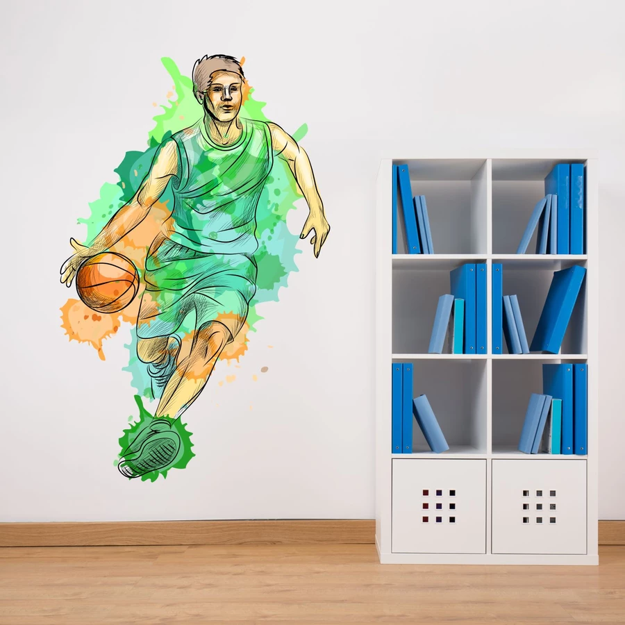 Nikima Wandtattoo 189 Basketball Spieler grün in 3 vers. Größen grün