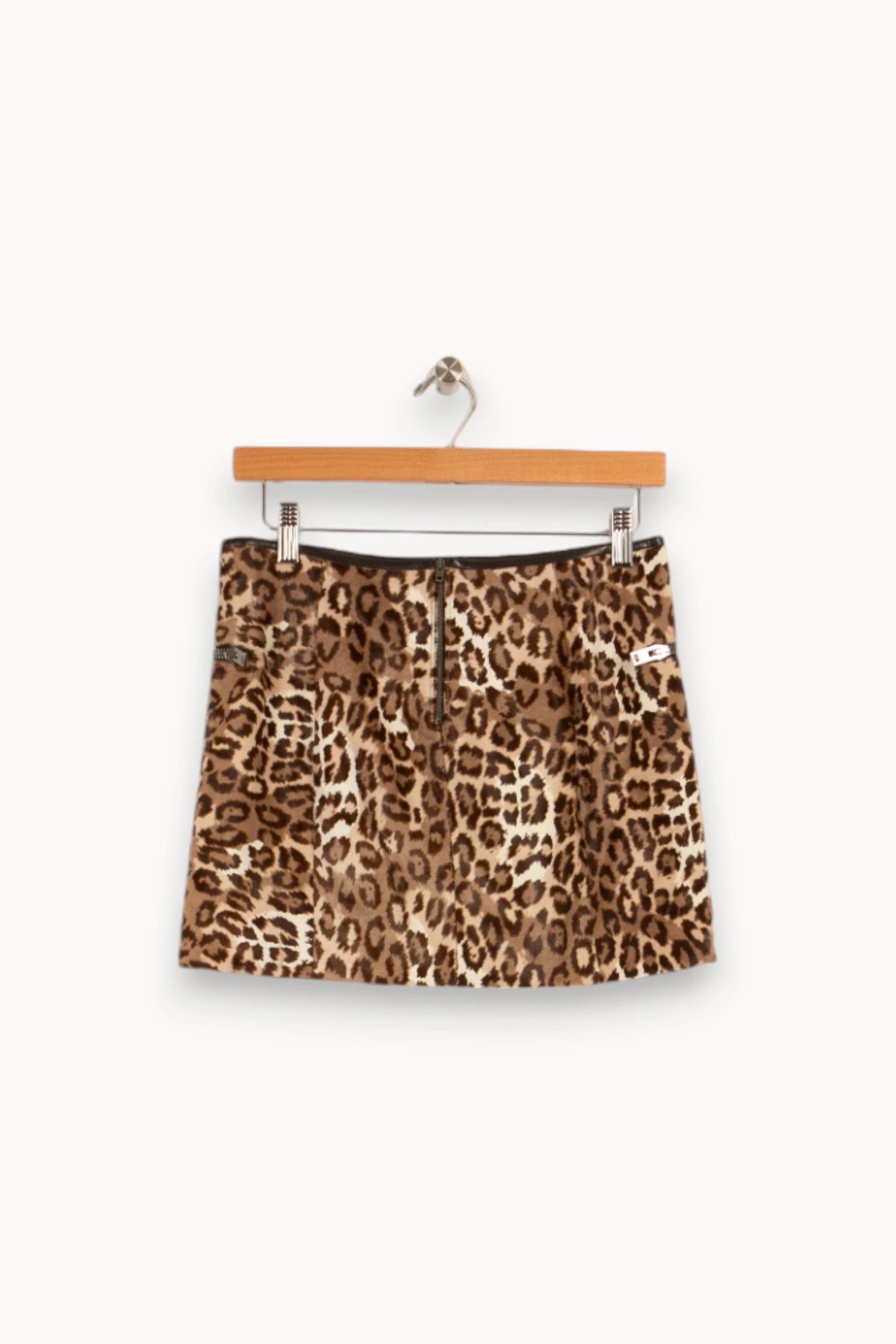 Jupe en cuir léopard | Marron