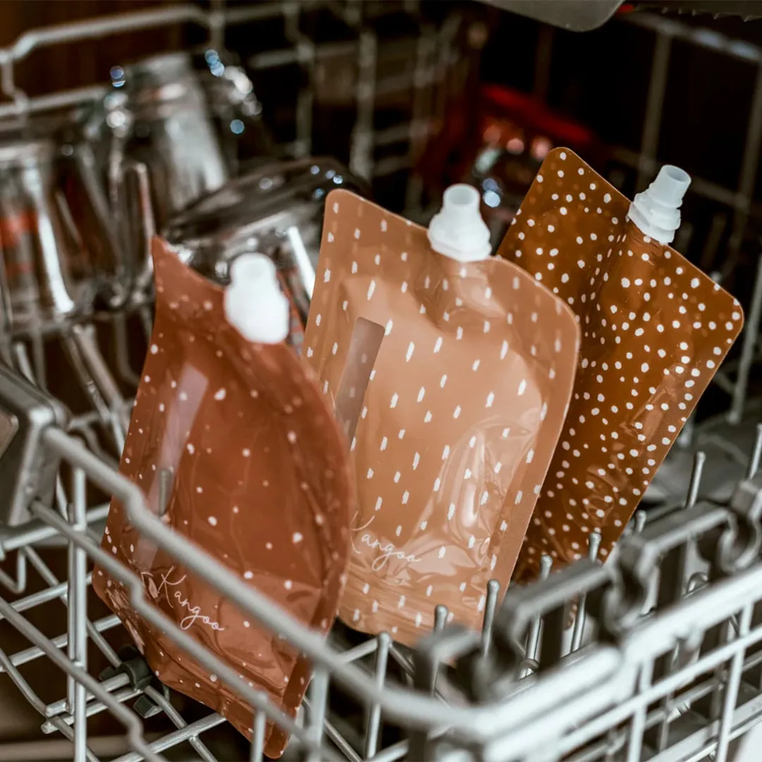 Kangoo et cie Pochettes à compote réutilisables Neutral 6x (4oz)