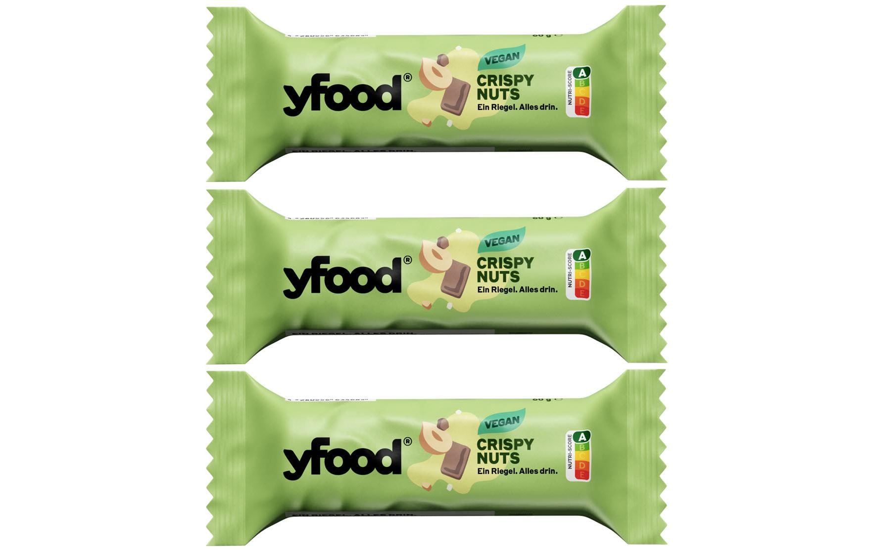 Protein Riegel vegan Crispy Nuts 3x 60 gVeganer Protein Riegel
