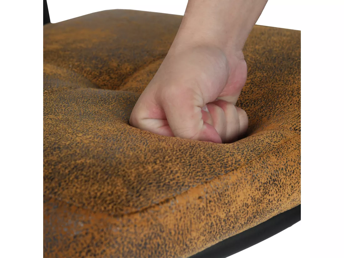 Lot De 2 Tabouret De Bar Industriel Avec Dossier Et Repose-pieds, Siège Rembourrés Marron