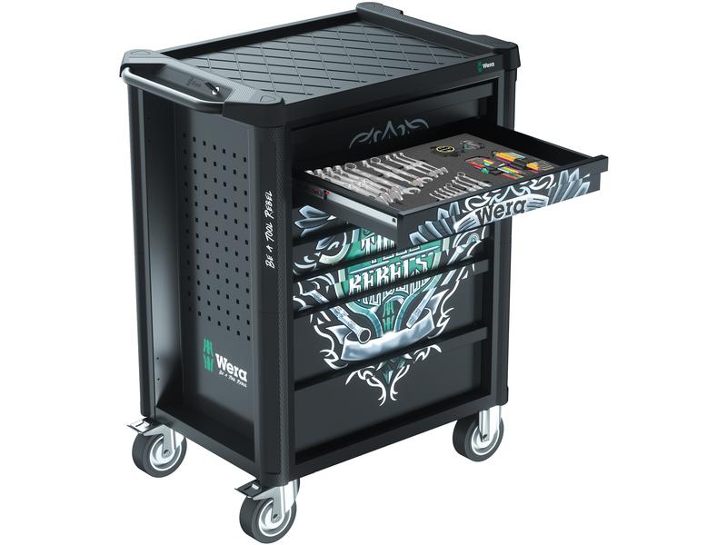 Wera Werkstattwagen 9700 Tool Rebel 1, 78‑teilig Exklusiver Werkstattwagen im Tool Rebel Design für den täglichen harten Einsatz