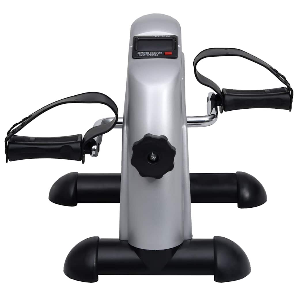 Mini hometrainer met kunststof vliegwiel, zilver