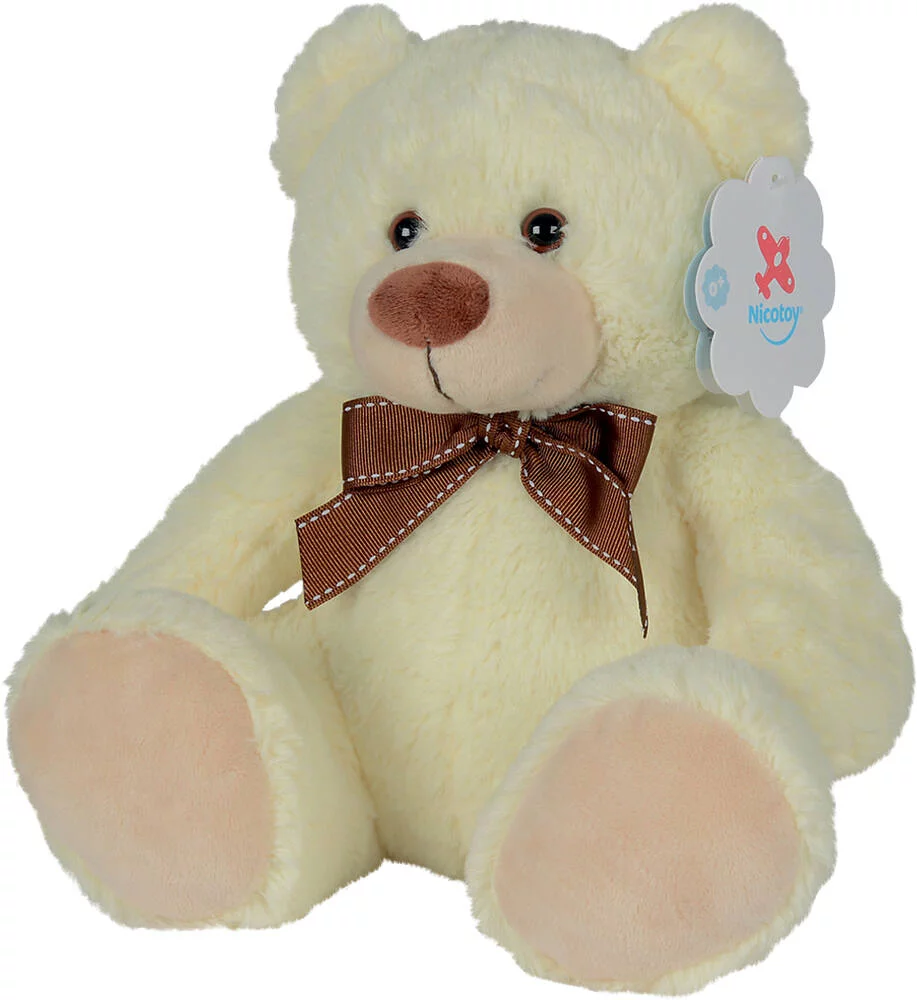 PELUCHE OURS ASSIS AVEC NOEUD 26 CM
