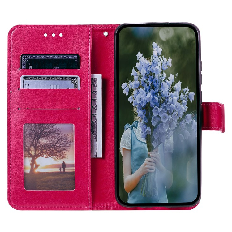 Samsung Galaxy A56 Leder Tasche Wallet - Mandala Flowers Imprint - Pink