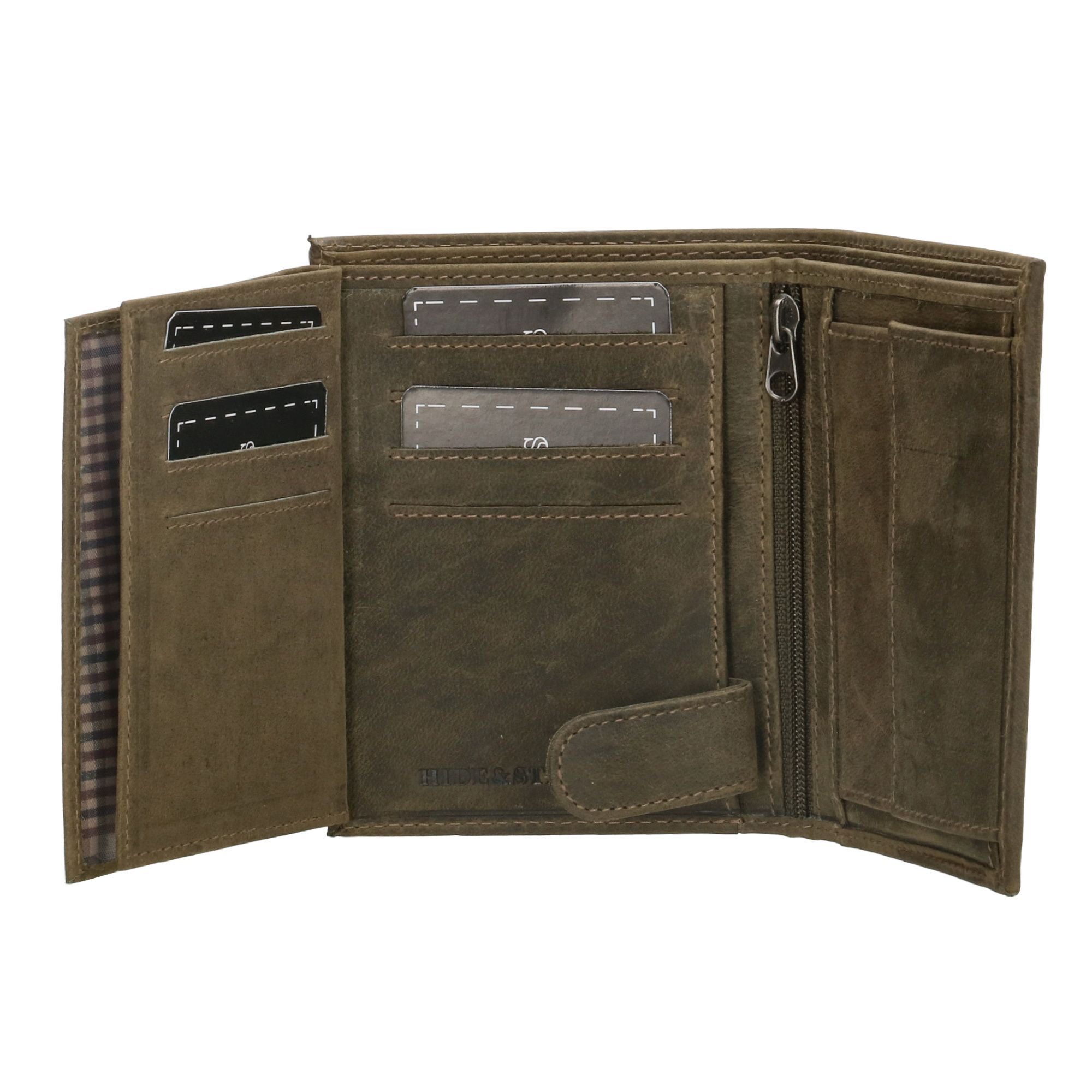 Hide & Stitches Idaho Portemonnee Billfold Olijfgroen