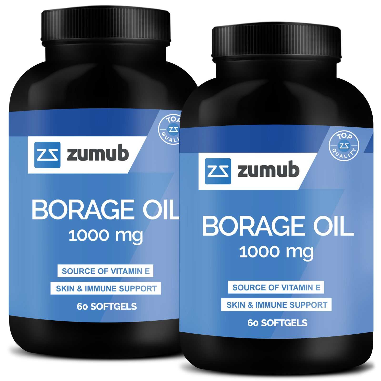 Óleo de Borragem Zumba 1000 mg 60 cápsulas gelatinosas