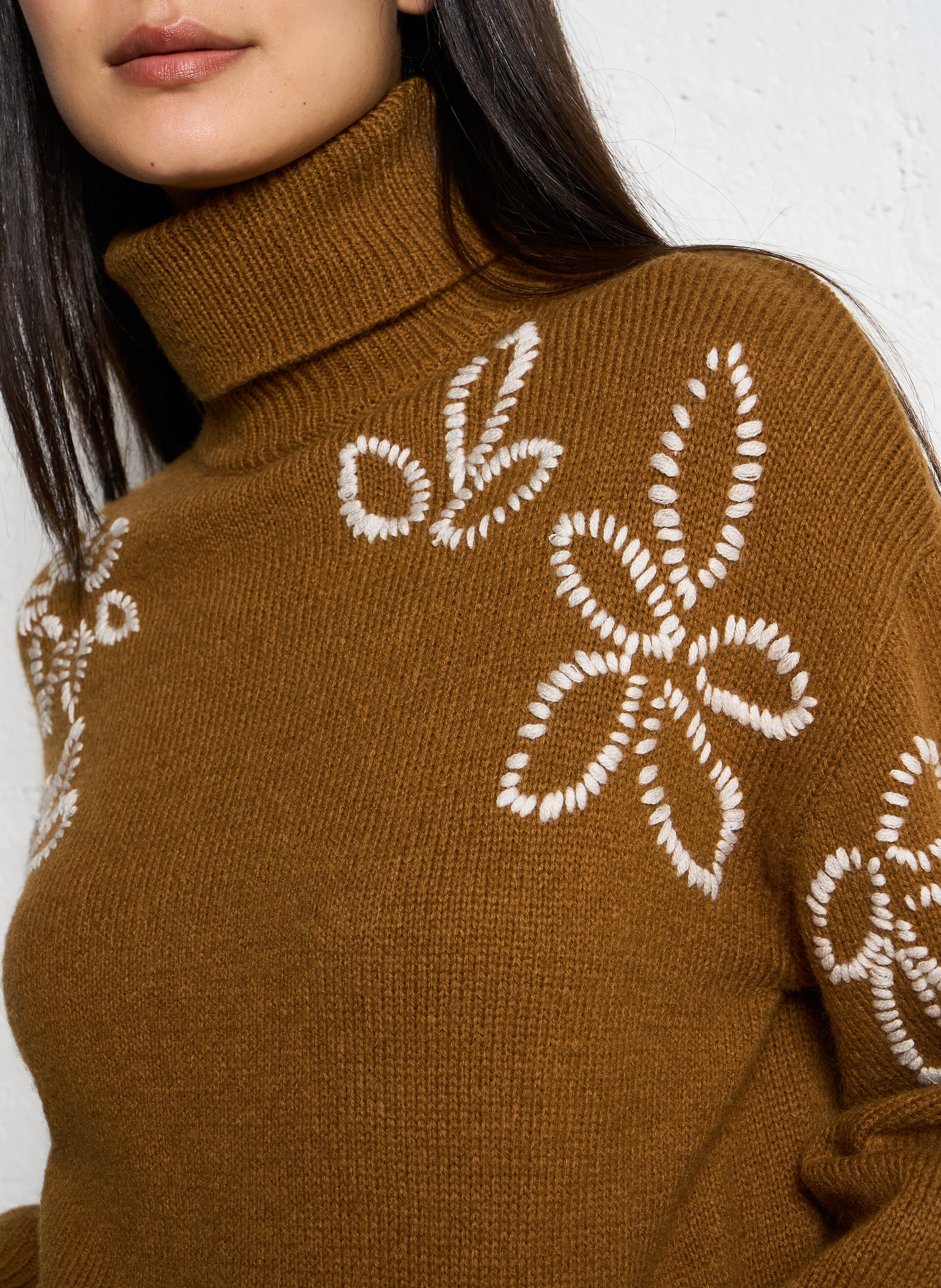 MADONIA - Pull à broderies fantaisies | Marron