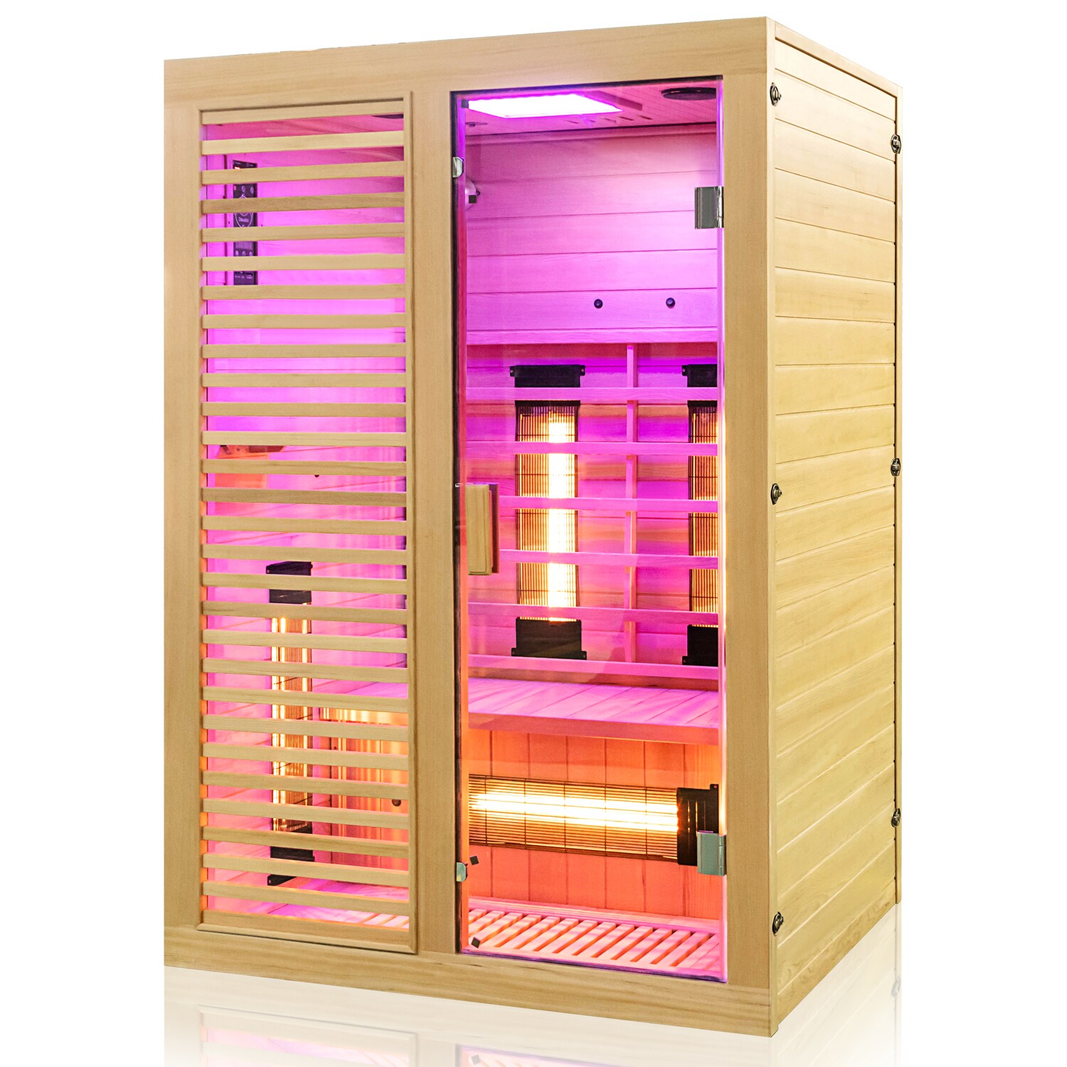 Dewello® Infrarotkabine Infrarotsauna HAMLIN 130cm x 105cm inkl. 5 Vollspektrumstrahler, Bodenstrahler, 2 Personen, LED
