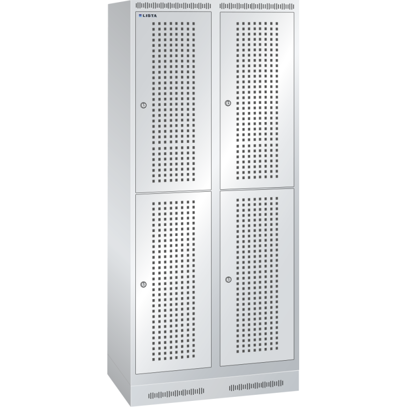 Armoire-vestiaire Lista 2 niveaux - L 40 cm par compartiment - Gris clair RAL 7035