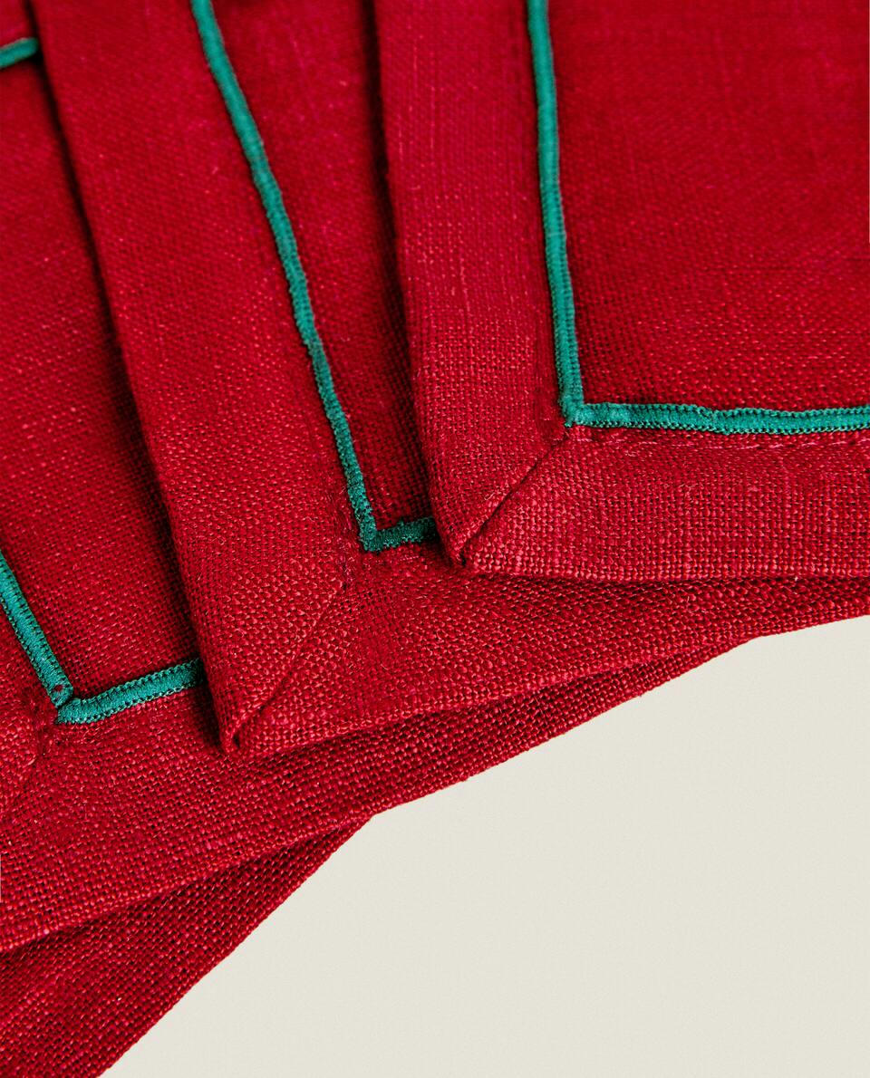 Conjunto de 2 porta-copos de linho para o Natal
