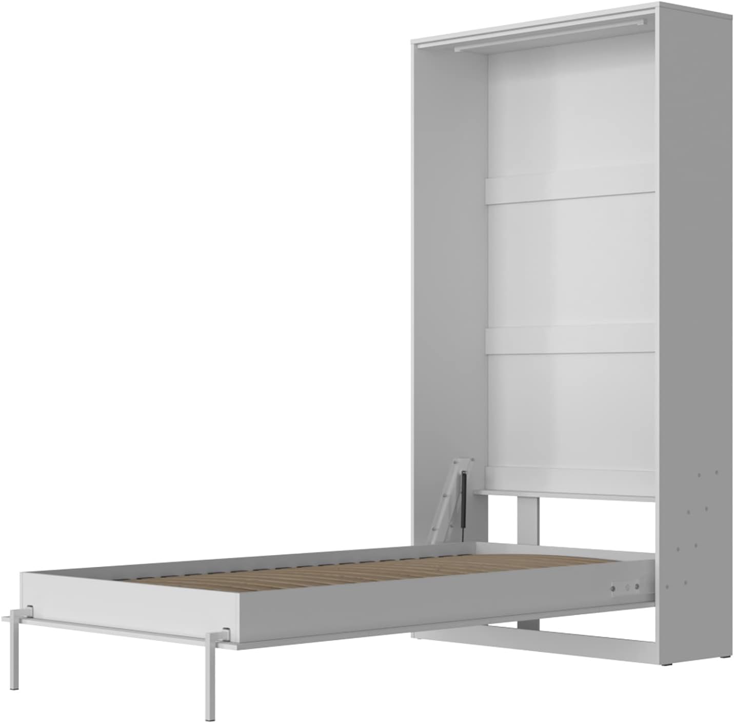 SMARTBett Schrankbett Classic mit Gasdruckfedern 100x200cm Vertikal Weiss | Wandbett, Wandklappbett fürs Gaestezimmer, Buero, Wohnzimmer, Schlafzimmer