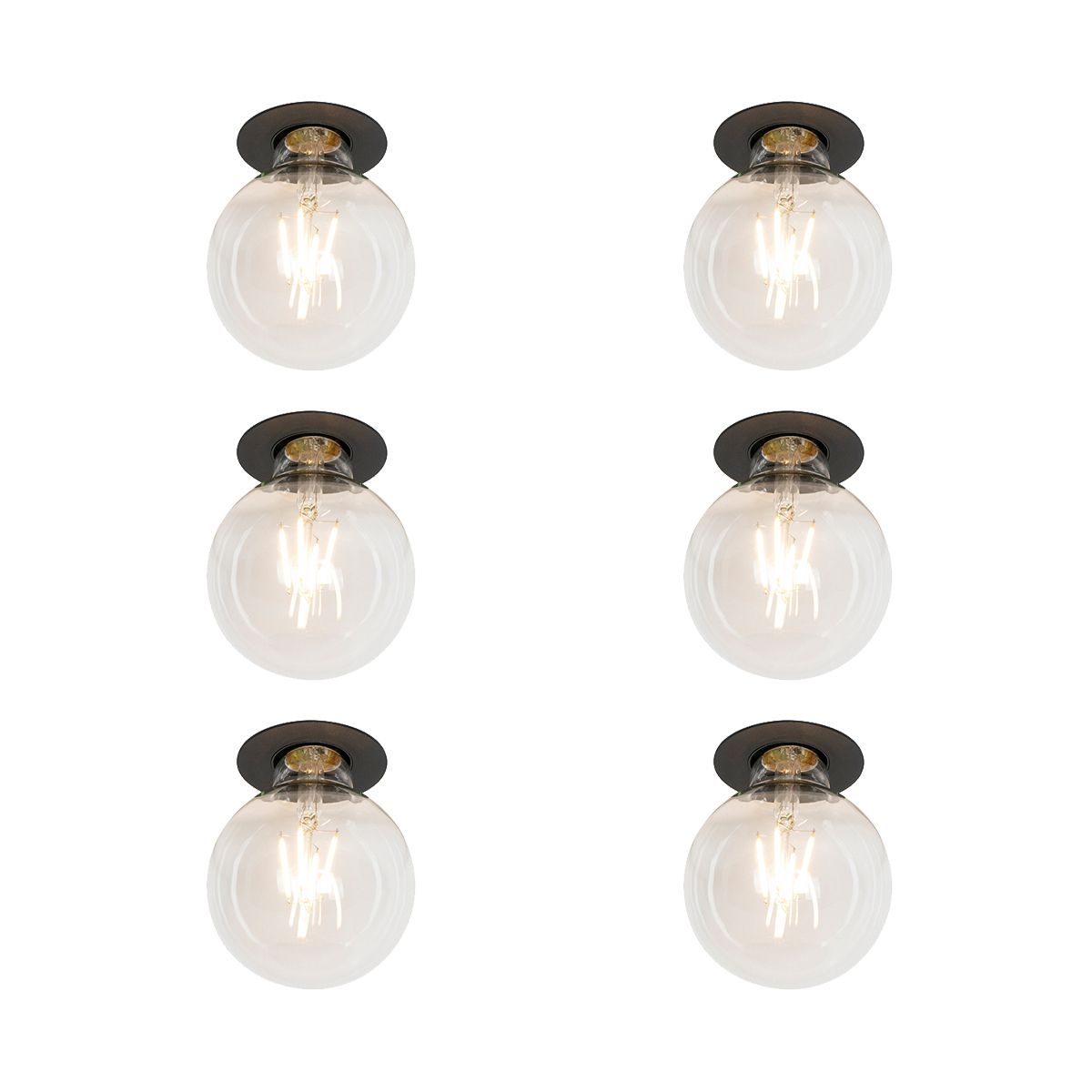Set van 6 Moderne inbouwspot zwart - Insight