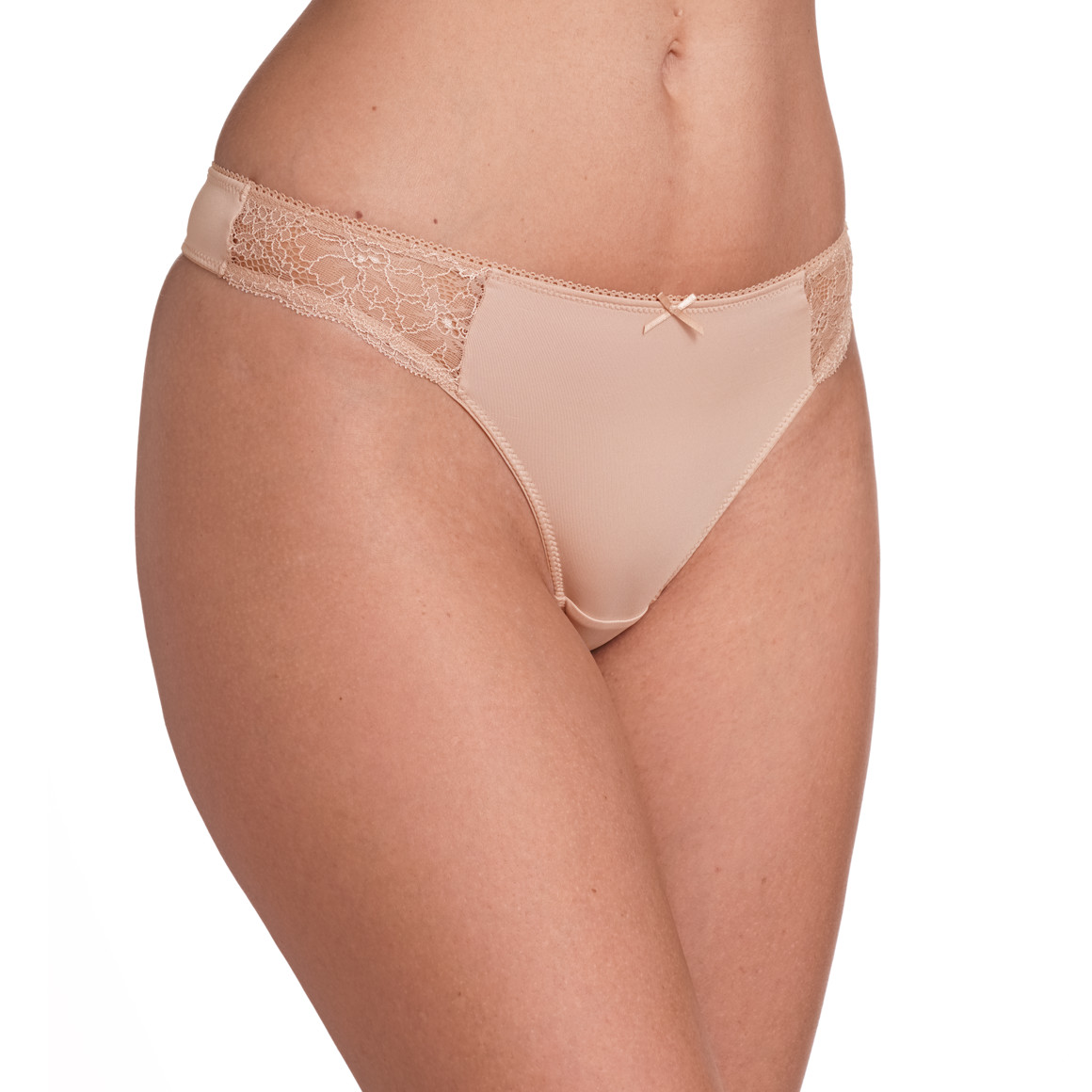 Gina Benotti 2 Damen Strings mit Spitze beige / schwarz