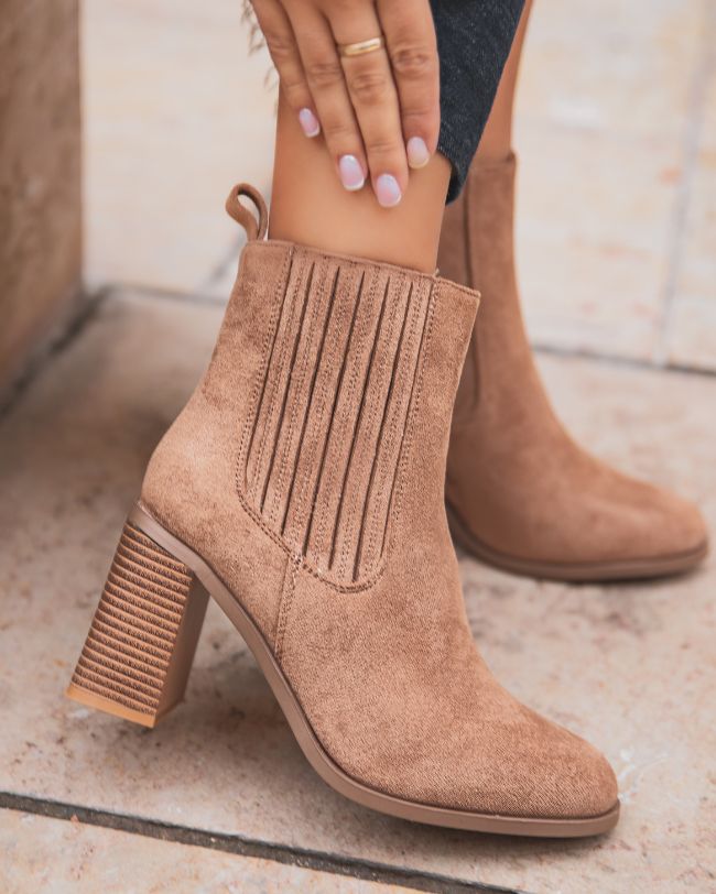 Bottines femme camel à talon - Vénussia