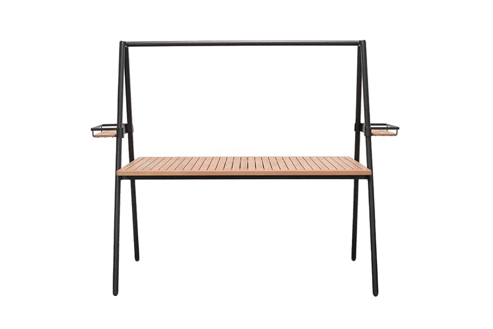 Outdoor Gartentisch RIO 190cm anthrazit Aluminium Massivholz mit Dekostange wetterfest