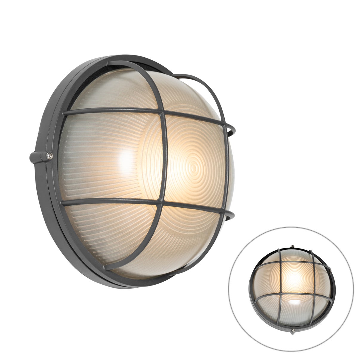 Industriële buitenwandlamp, donkergrijs, IP44 - Hanneke