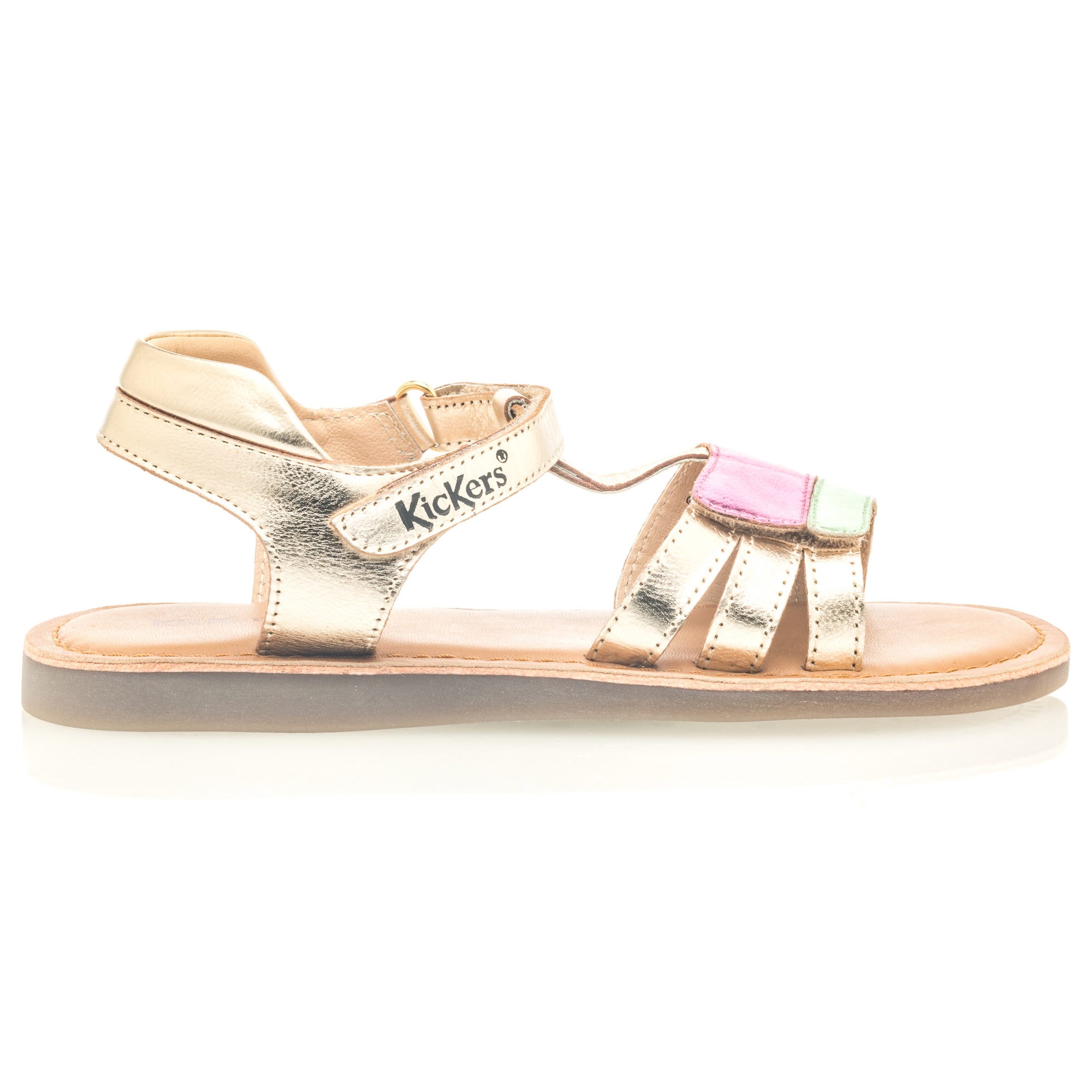 Nu-pieds Fille en cuir or