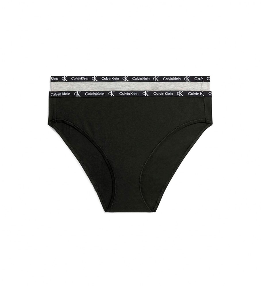 Cuecas Calvin Klein Classic CK96, pacote com 2 unidades, cinza e preta.