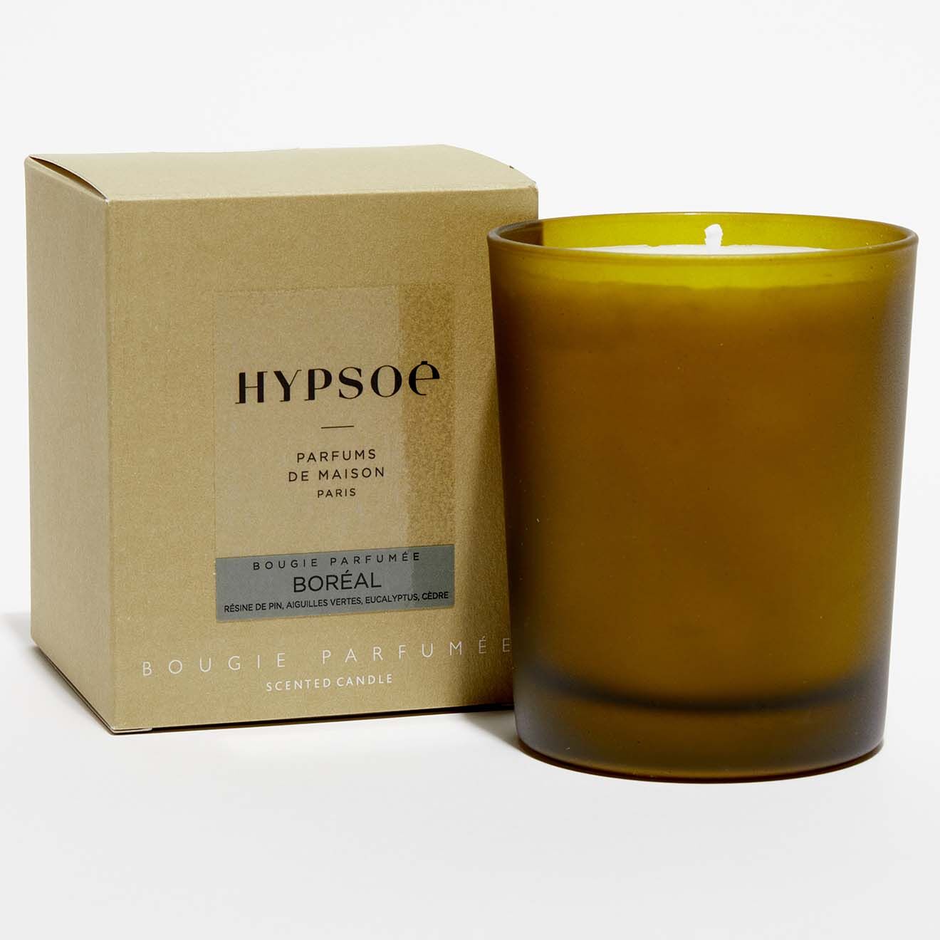 Hypsoé Bougie parfumée verre coloré dépoli Boréal  - 1 mèche 50h