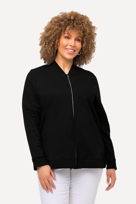 Sweatjacke, Katze, Boxy-Form, Collegekragen