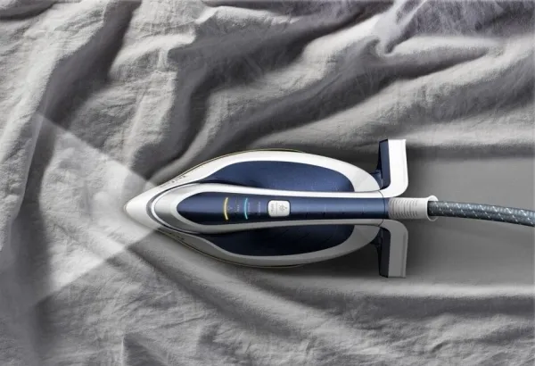 Tefal Pro Express Vision GV9812E0 - Dampstrygejern med automatisk afbrydelse - såleplade: Durilium AirGlide Autoclean - 3000 W - kjoleblå/hvid