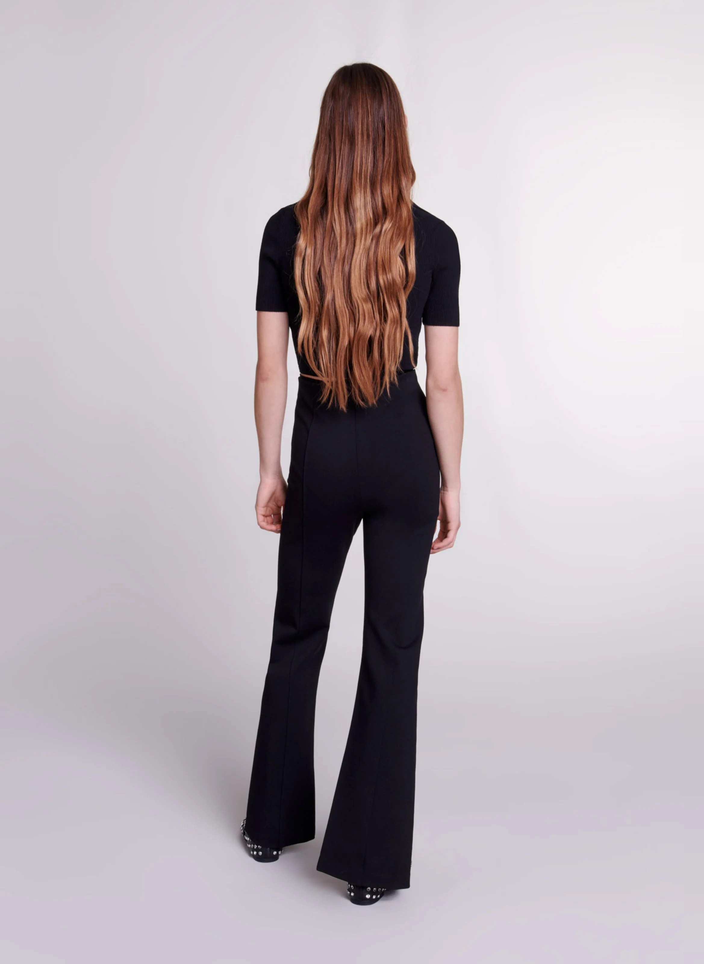 Pantalon fllare fendu | Noir