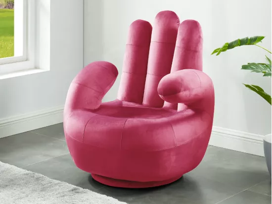 Fauteuil main pivotant CATCHY en velours - Fuchsia