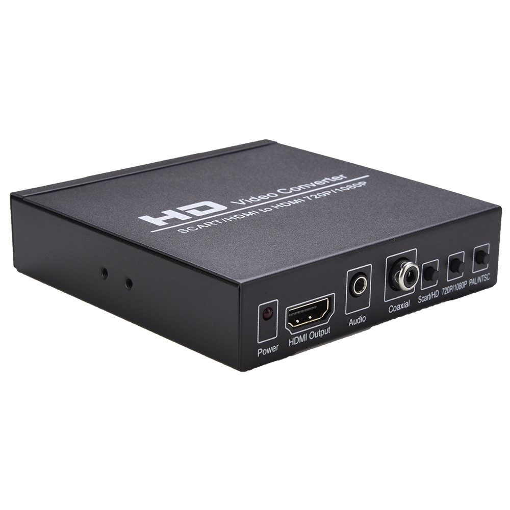 HDMI / Scart Audio Konverter Adapter auf HDMI 1080p FullHD / 3.5mm Klinke / Coaxial für TV / PC / DVD - Schwarz