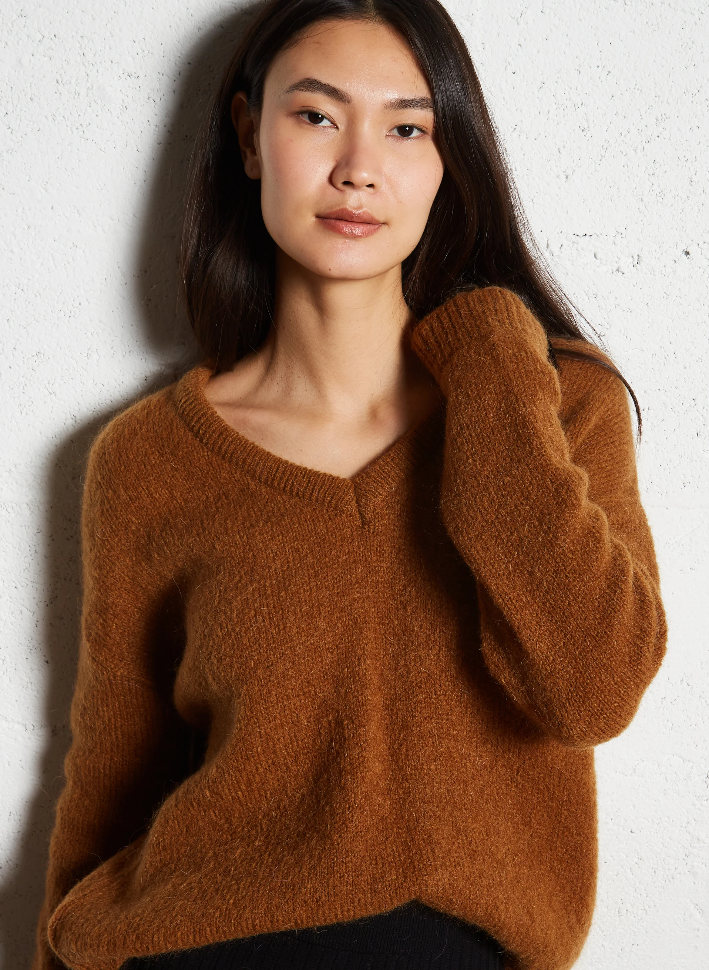 Pull ample col V | Marron