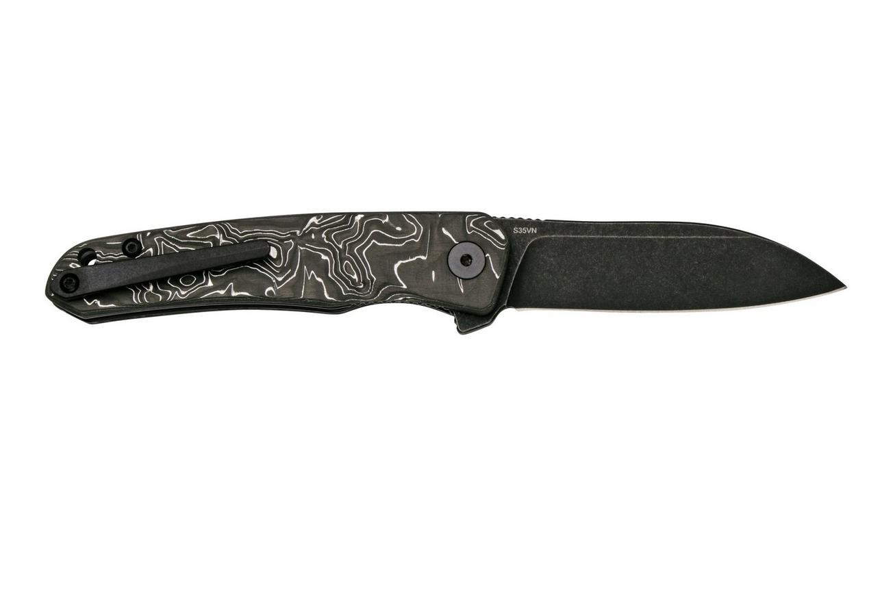 QSP Knife Otter QS140-A2 Blackwashed, Aluminum Foil Carbonfiber zakmes