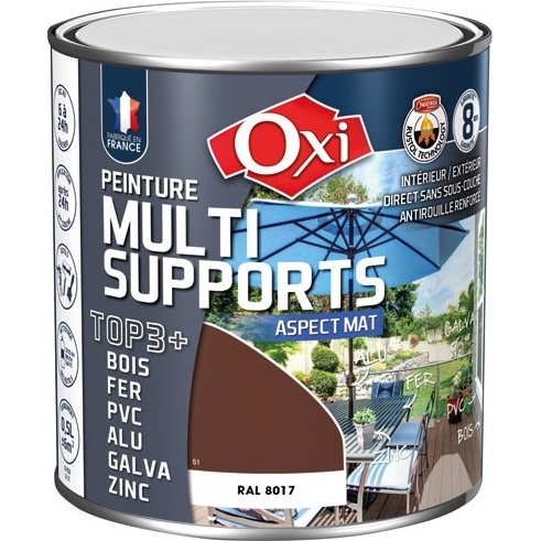 Peinture Mate Multi-supports 0.5 L Top 3+ - Brun