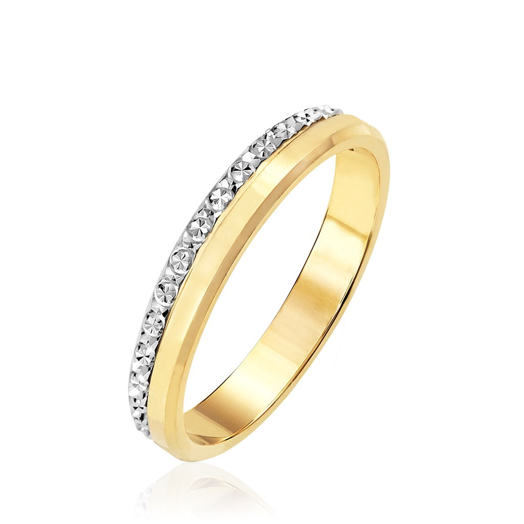 Alliance Fantaisie Diamantee Ruban Plat Or Bicolore