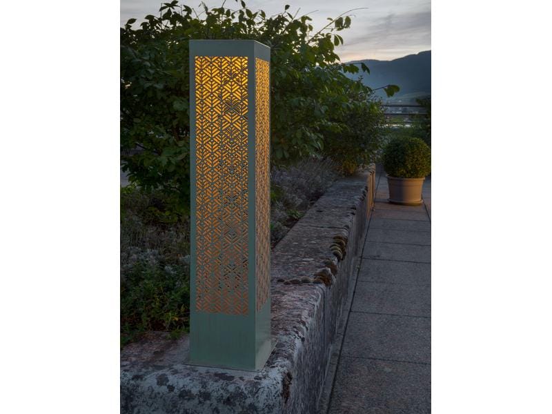 STT Windlicht Solar Antic Pillar Sofia, 78 cm, Aqua Solarleuchte zum Aufstellen