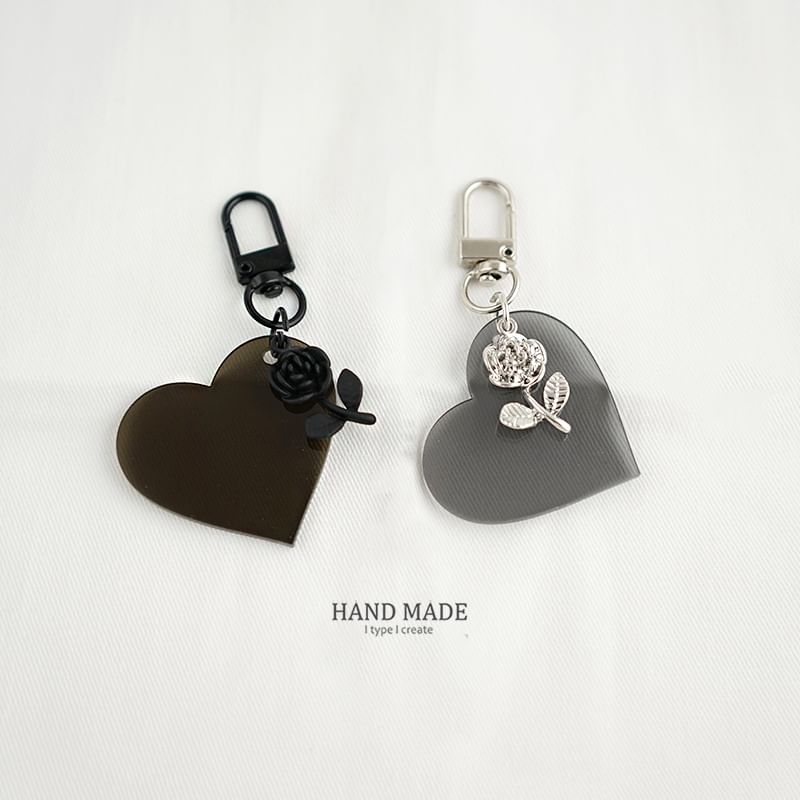 Kawano - Sleutelhanger / Tashanger met roos en hart