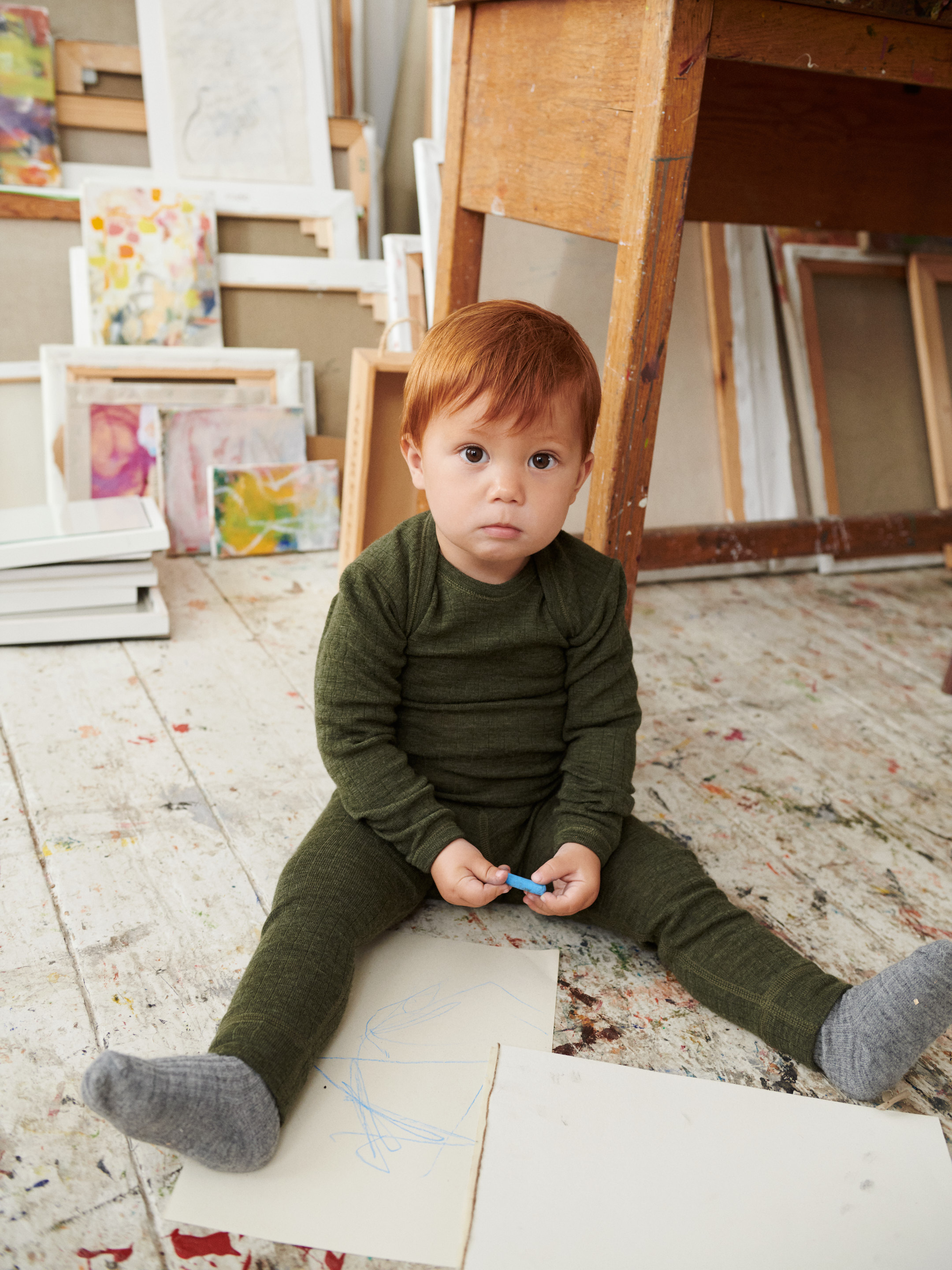 Romper met lange mouw van merinowol voor baby's
