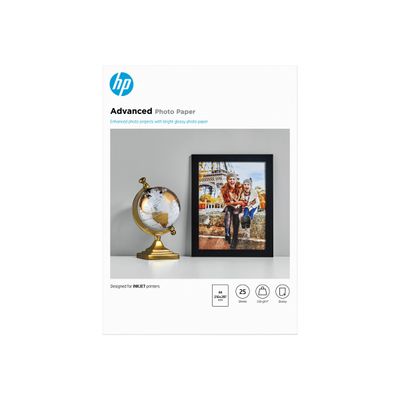 HP - Papier photo brillant - A4 - 250 g/m² - 25 feuilles