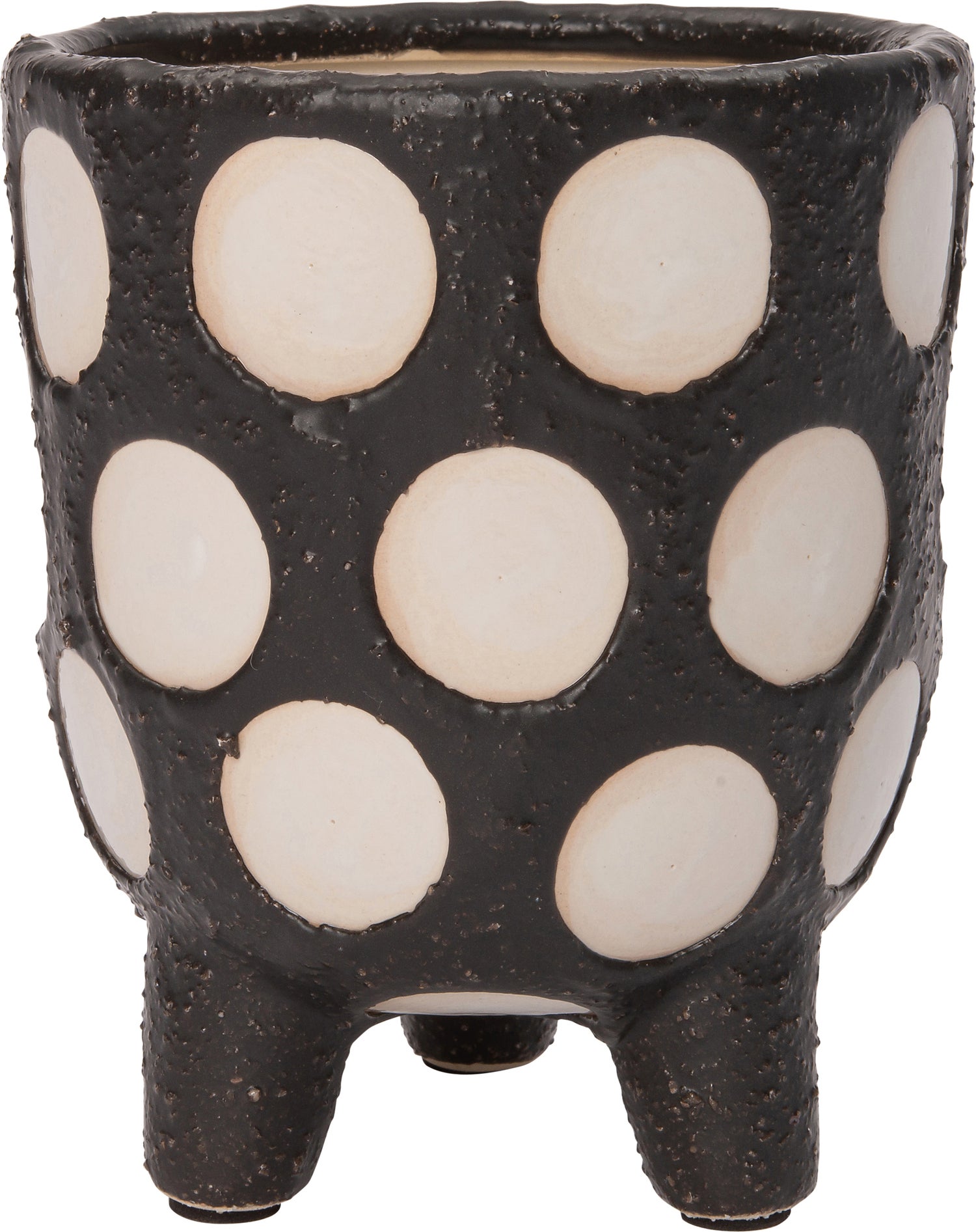 Intratuin bloempot op poten Pygros zwart / beige D 16 H 18 cm